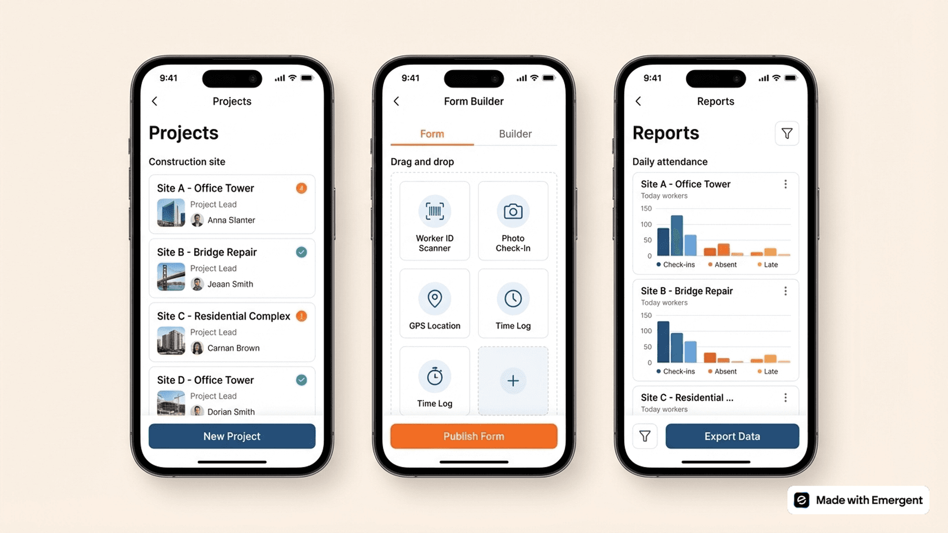 Construction Site Attendance App Made With Emergent