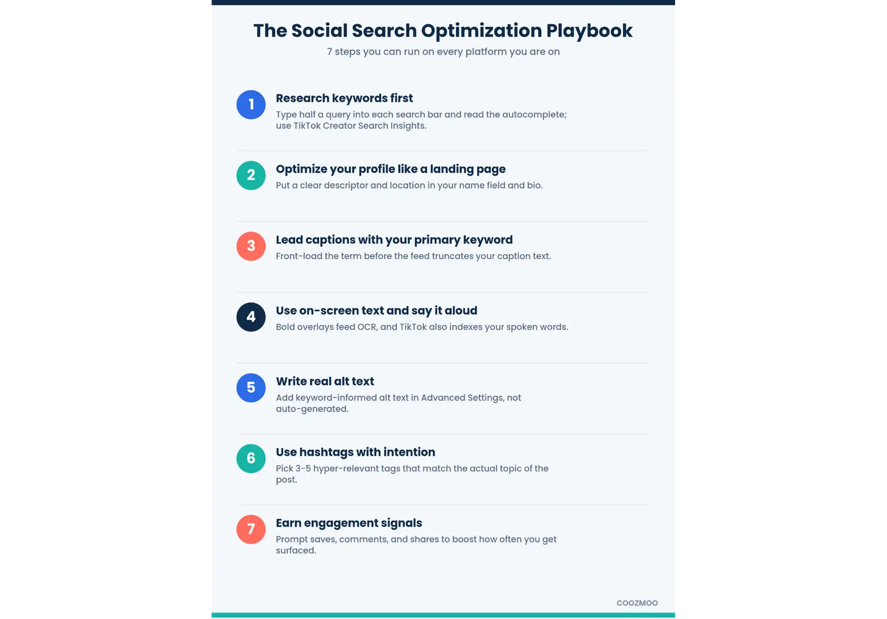 seven-step social search optimization infographic