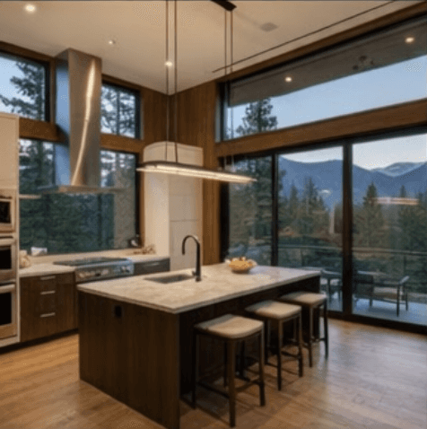 kitchen for Modern house in the mountains