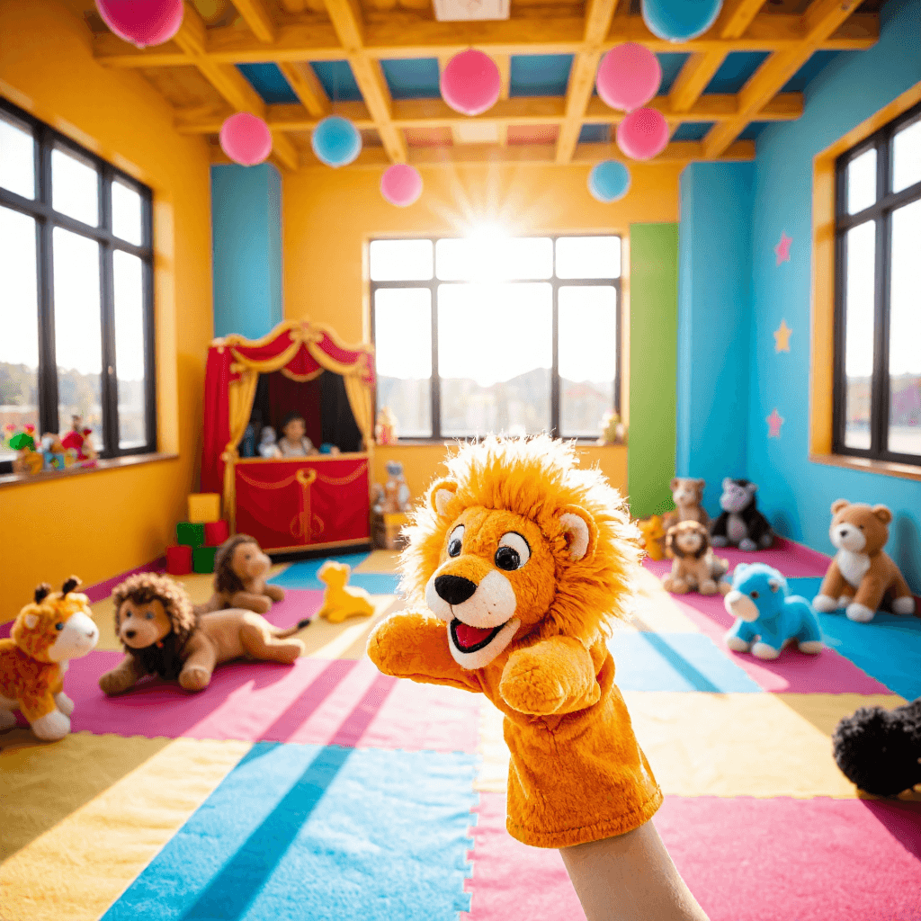 product photography of lion hand puppet