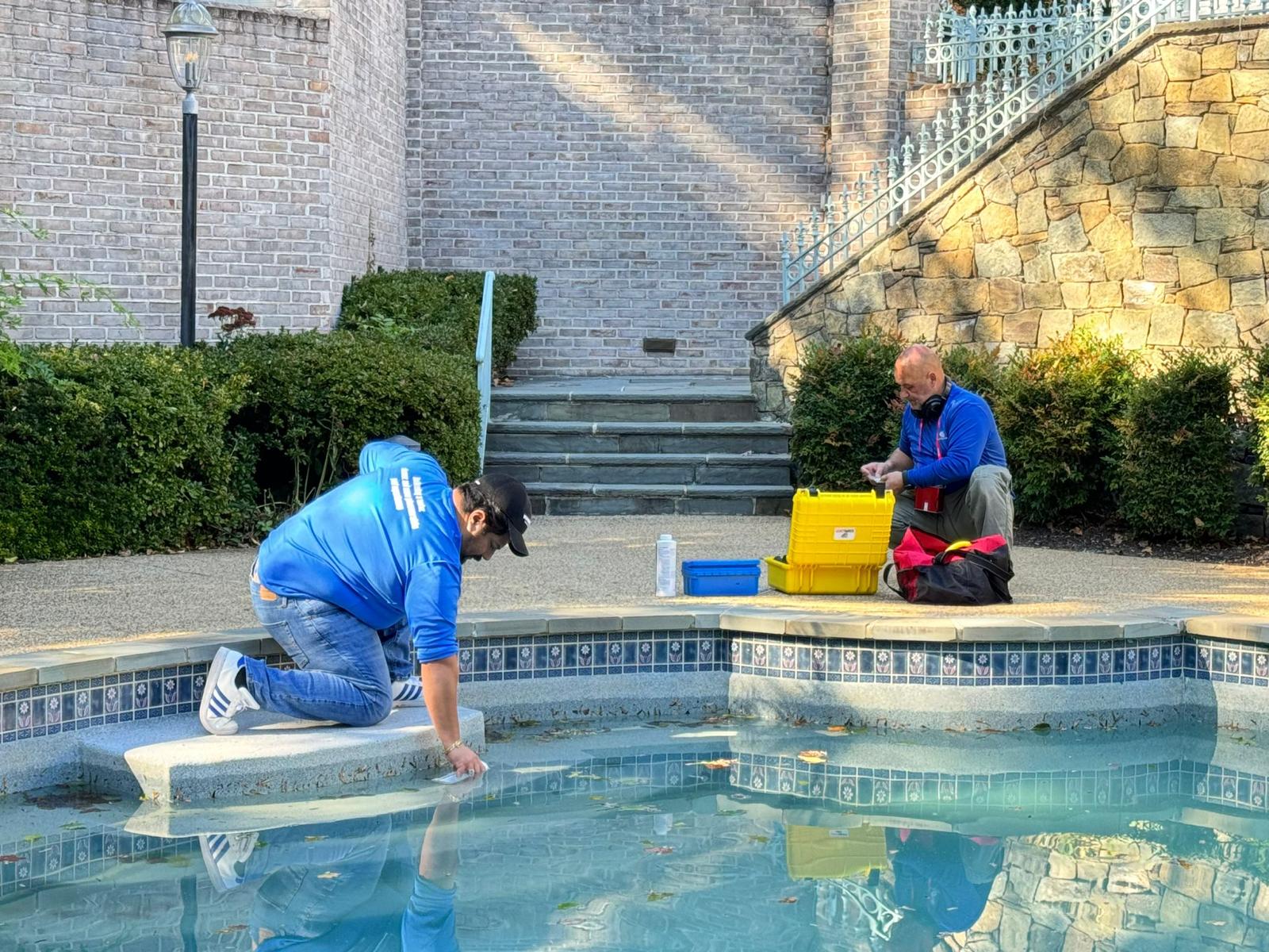 Image of a pool at dusk