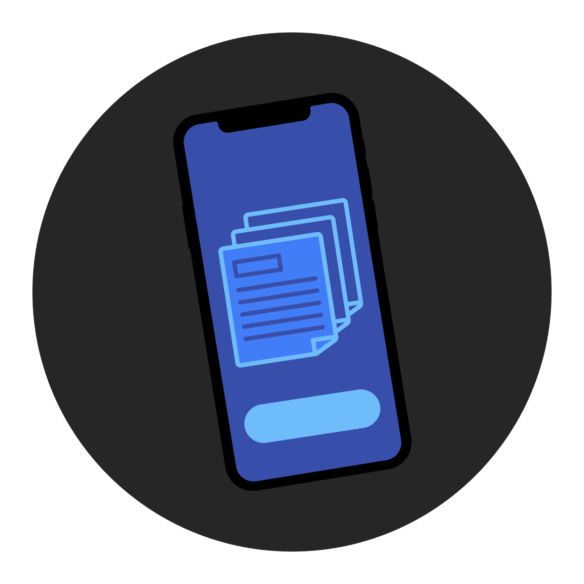 Hand die op een mobiel scherm tikt met digitale formulieren of documenten, wat wijst op bedrijfs- of factuurbeheer.