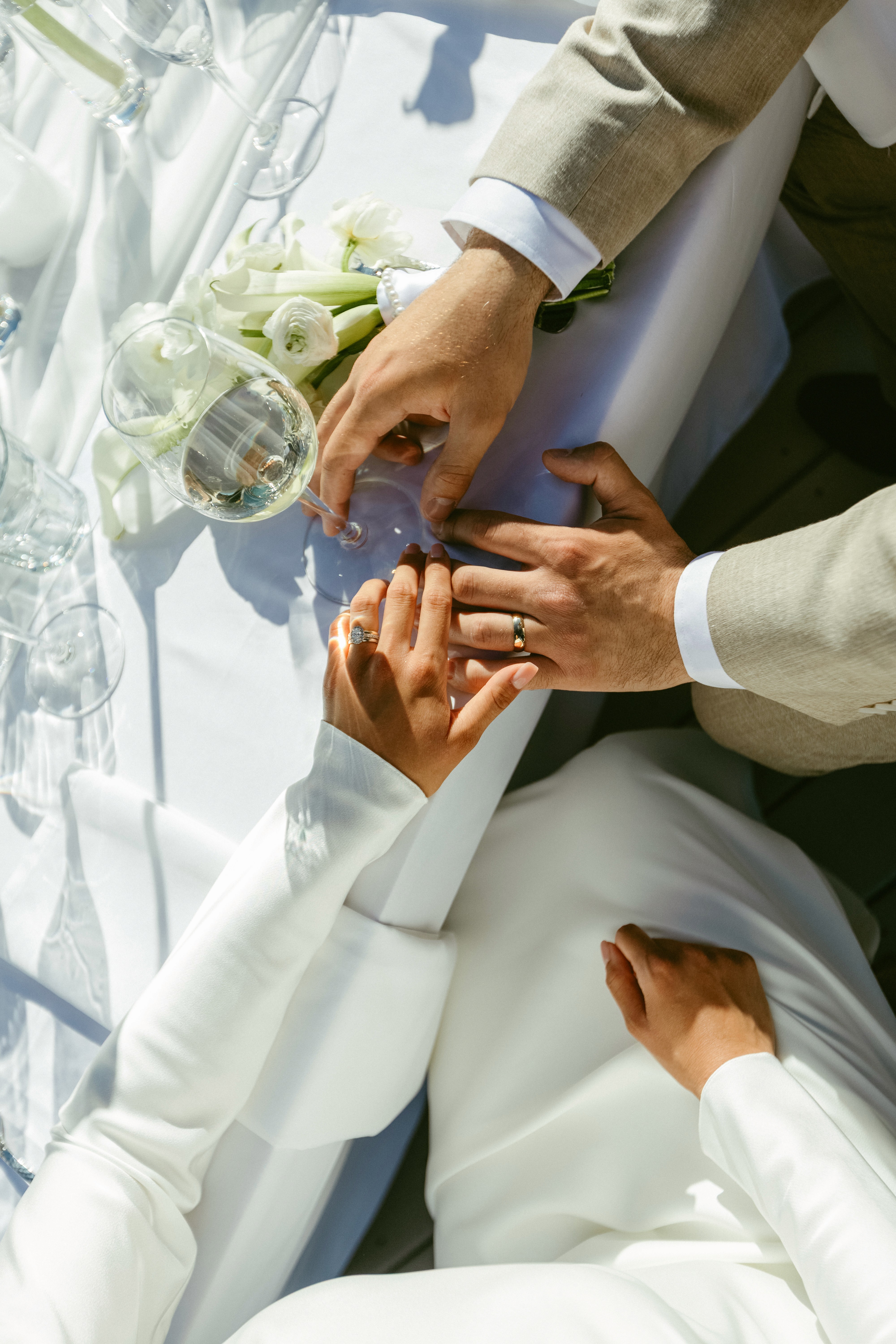 Couple portrait with dog on field