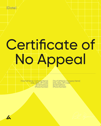 Certificate of No Appeal