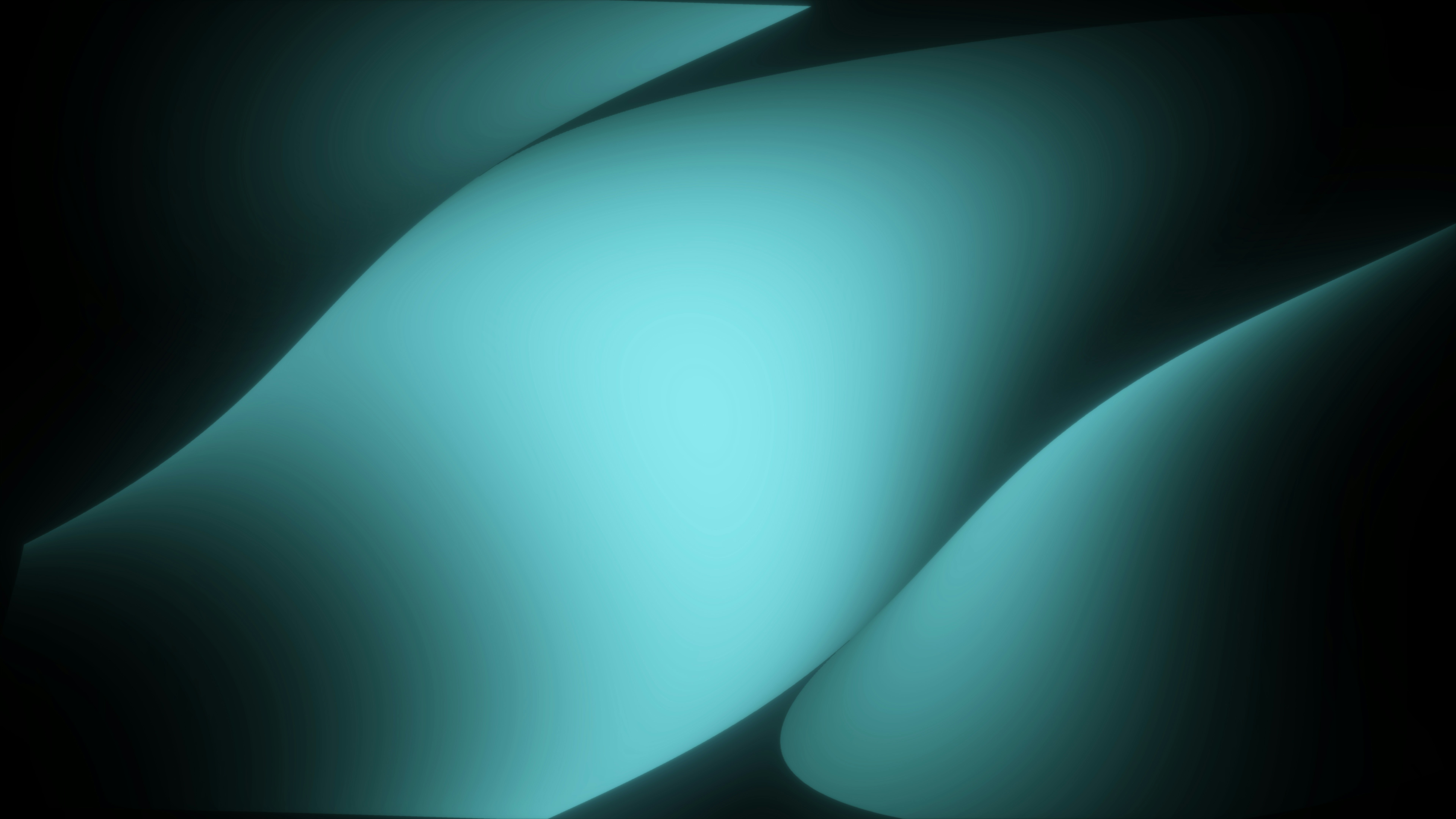 Abstract flowing teal shapes on black background