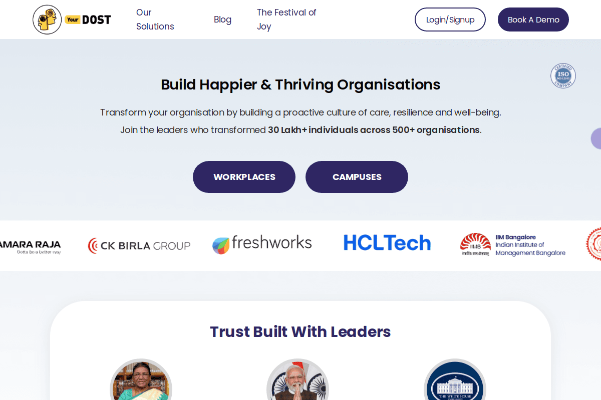 YourDOST Website Interface