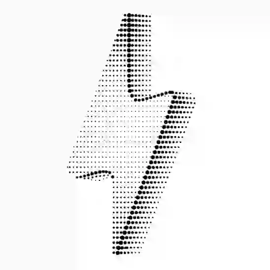 Halftone number one graphic representing exceptional creative standards.