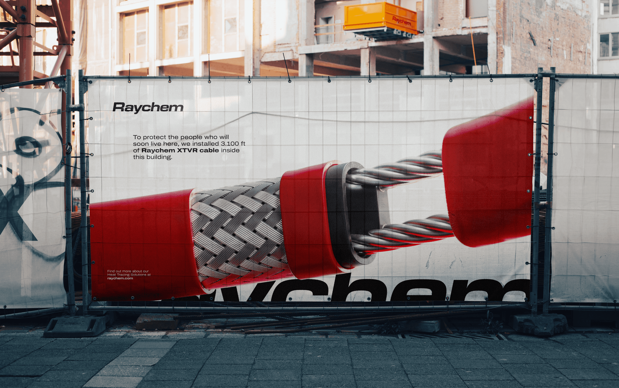 Raychem heat tracing cable construction site banner