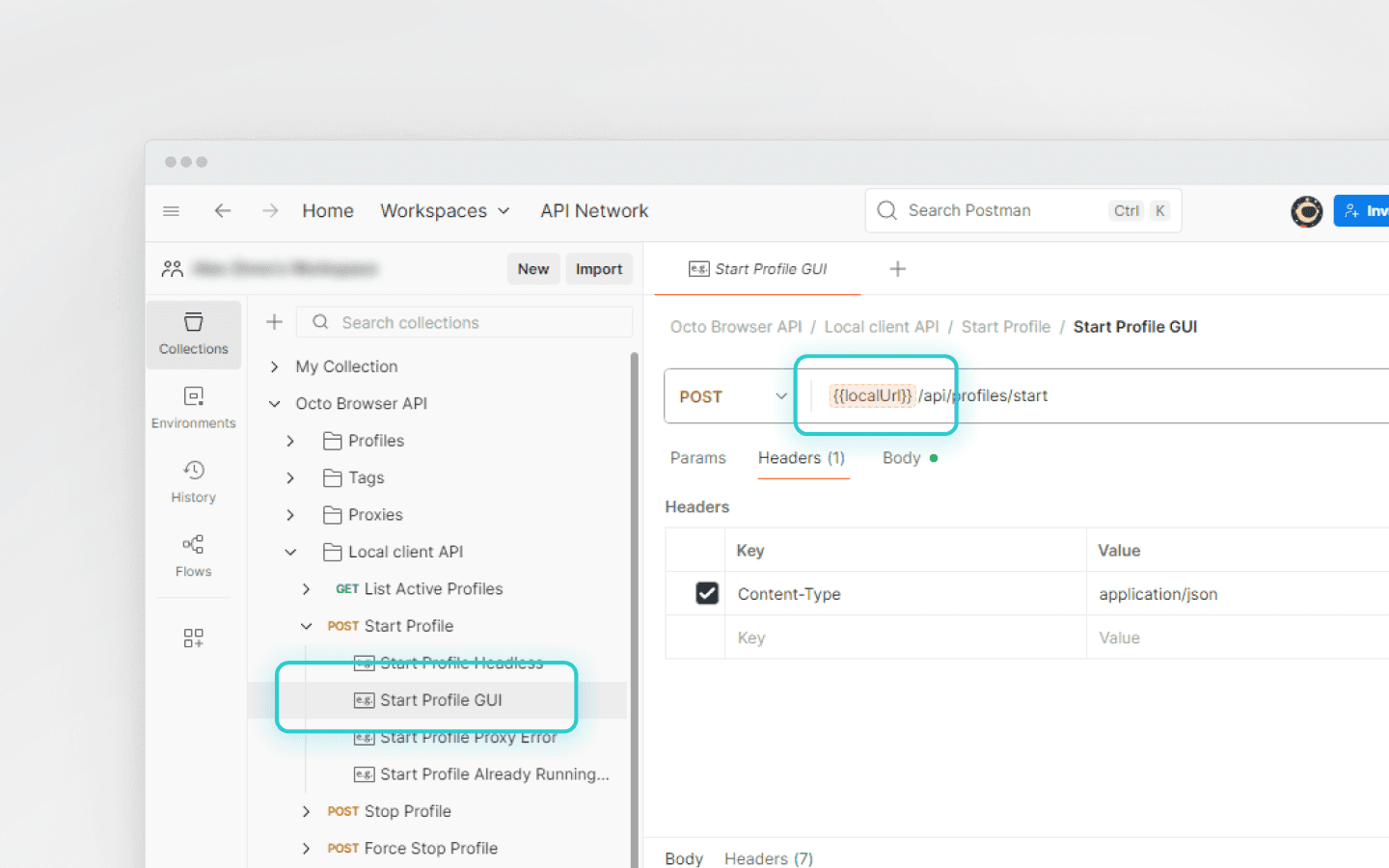 Specify the Local API URL: http://localhost:58888.