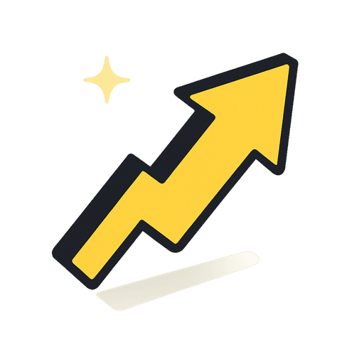 Upward yellow arrow with sparkles, symbolizing business growth or progress