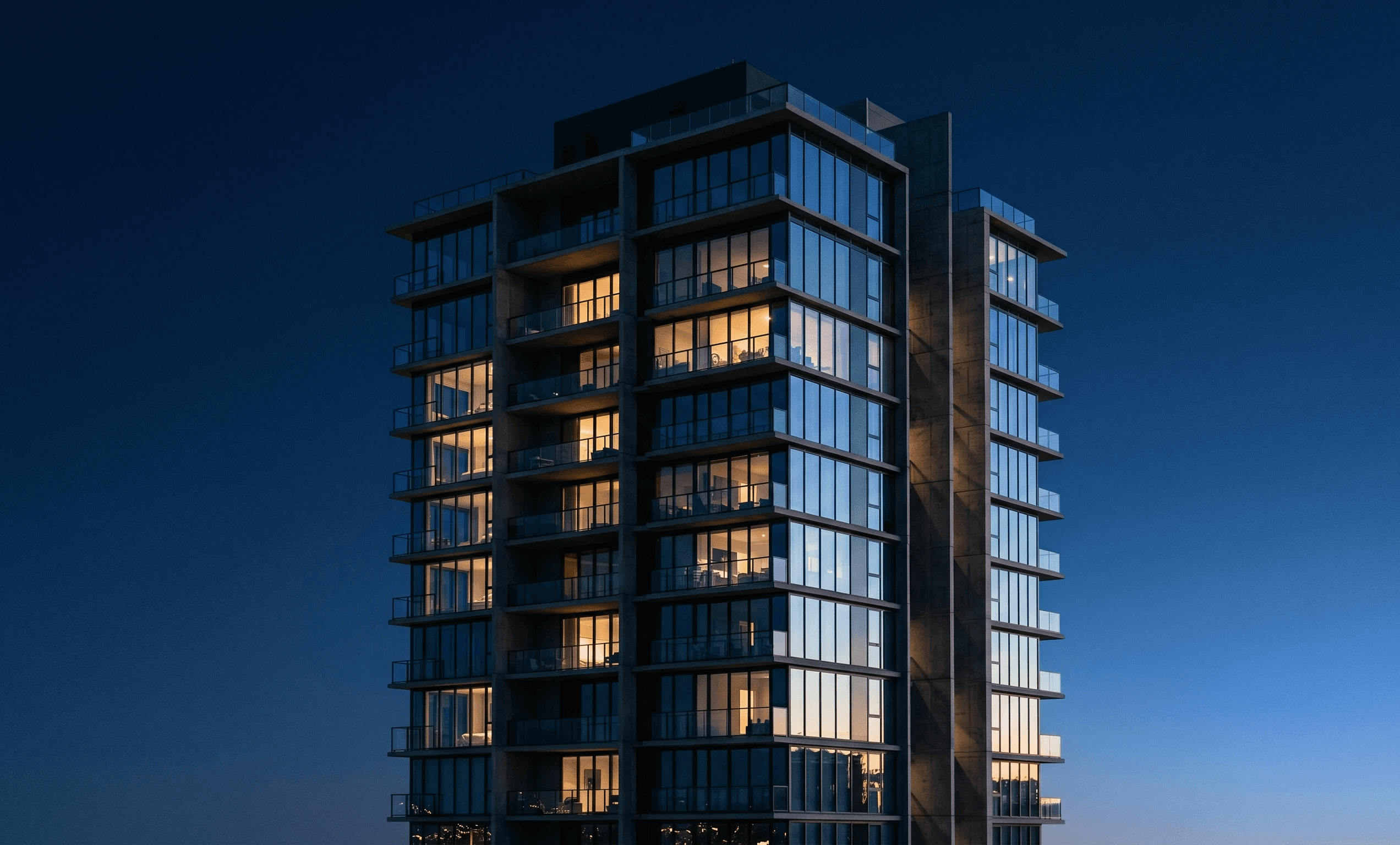 EXELVO property launch funnel showing 1,247 inquiries qualified in under 60 seconds, 412 showings booked, and 200+ apartments sold