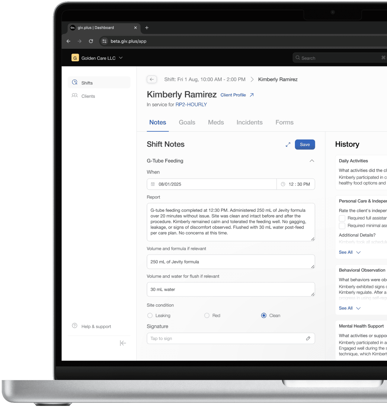 Skilled nursing EHR client charting software.