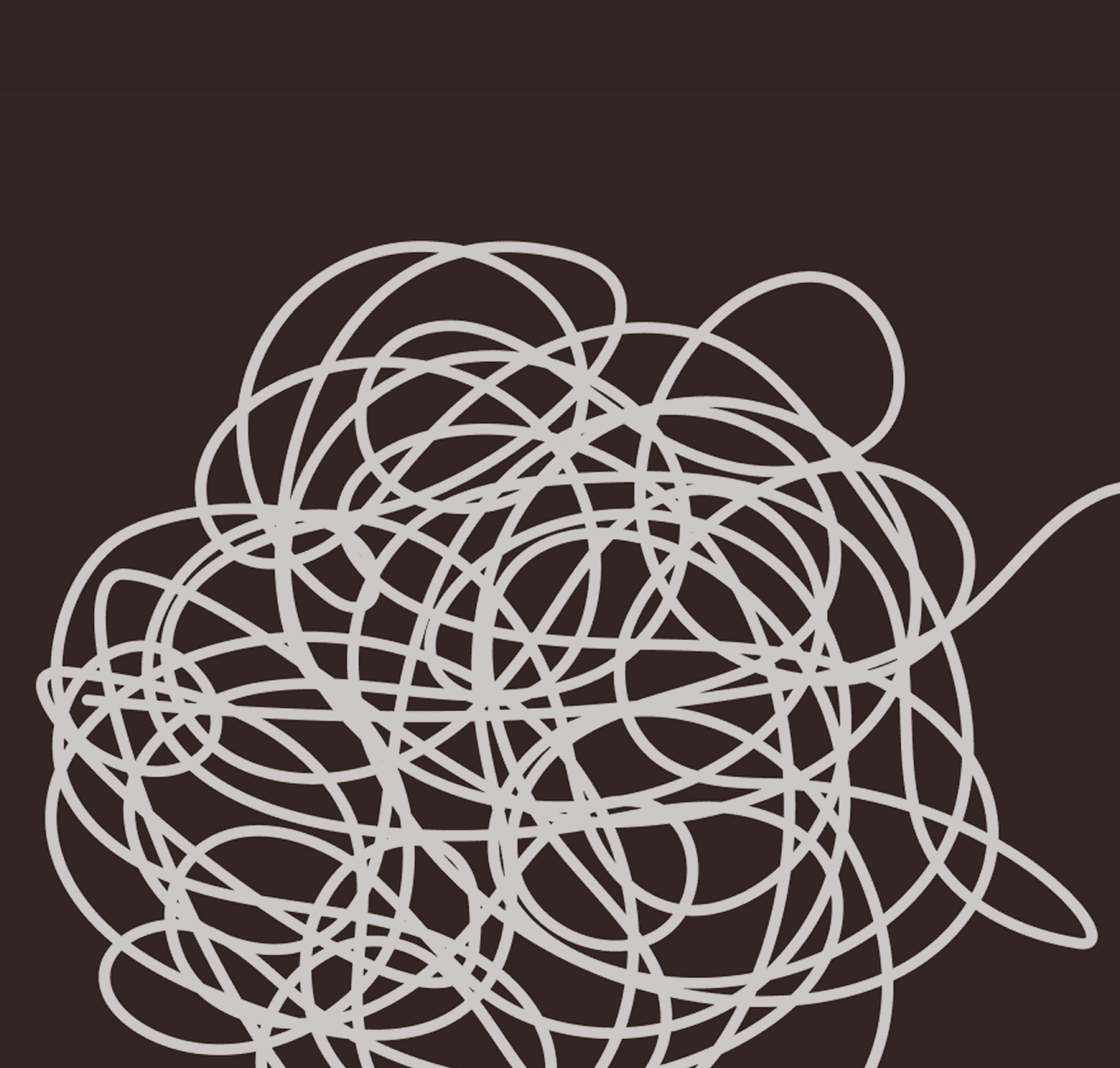 Illustration of untangling chaos into order, featuring a messy scribble transforming into a neat circle.