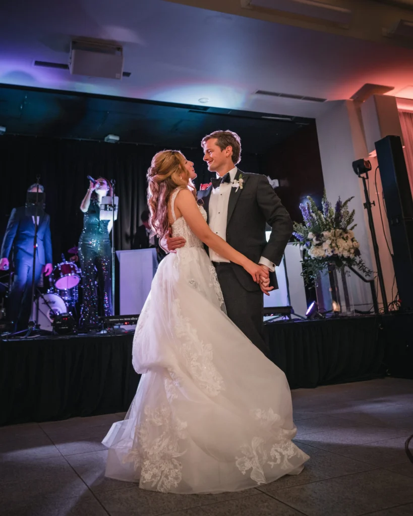 First dance under soft lighting at Aspen Meadows Resort Wedding
