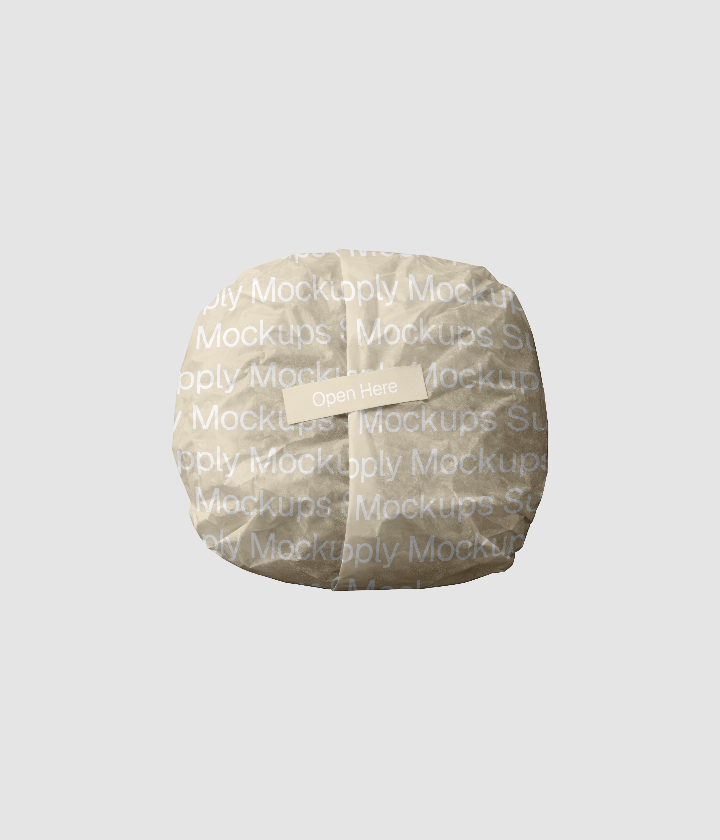 Burger paper wrap with sticker label mockup top view download on Mockups Supply
