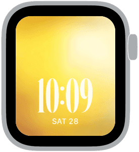 Minimal yellow gradient Apple Watch face with soft glowing light and clean luxury summer aesthetic