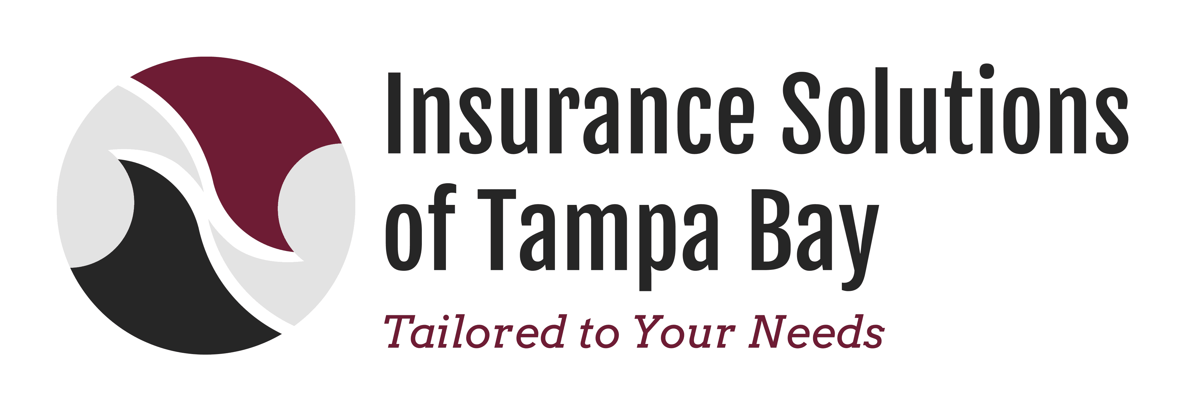 Gray, White, and Burgandy logo with the words "Insurance Solutions of Tama Bay. Tailored to Your Need"