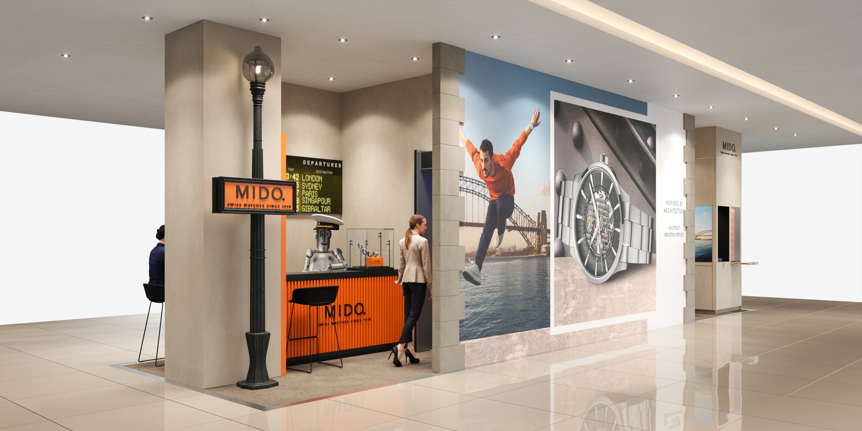 Small proportion of MIDO watches Pop up design and exhibition retail concept for Switzerland market