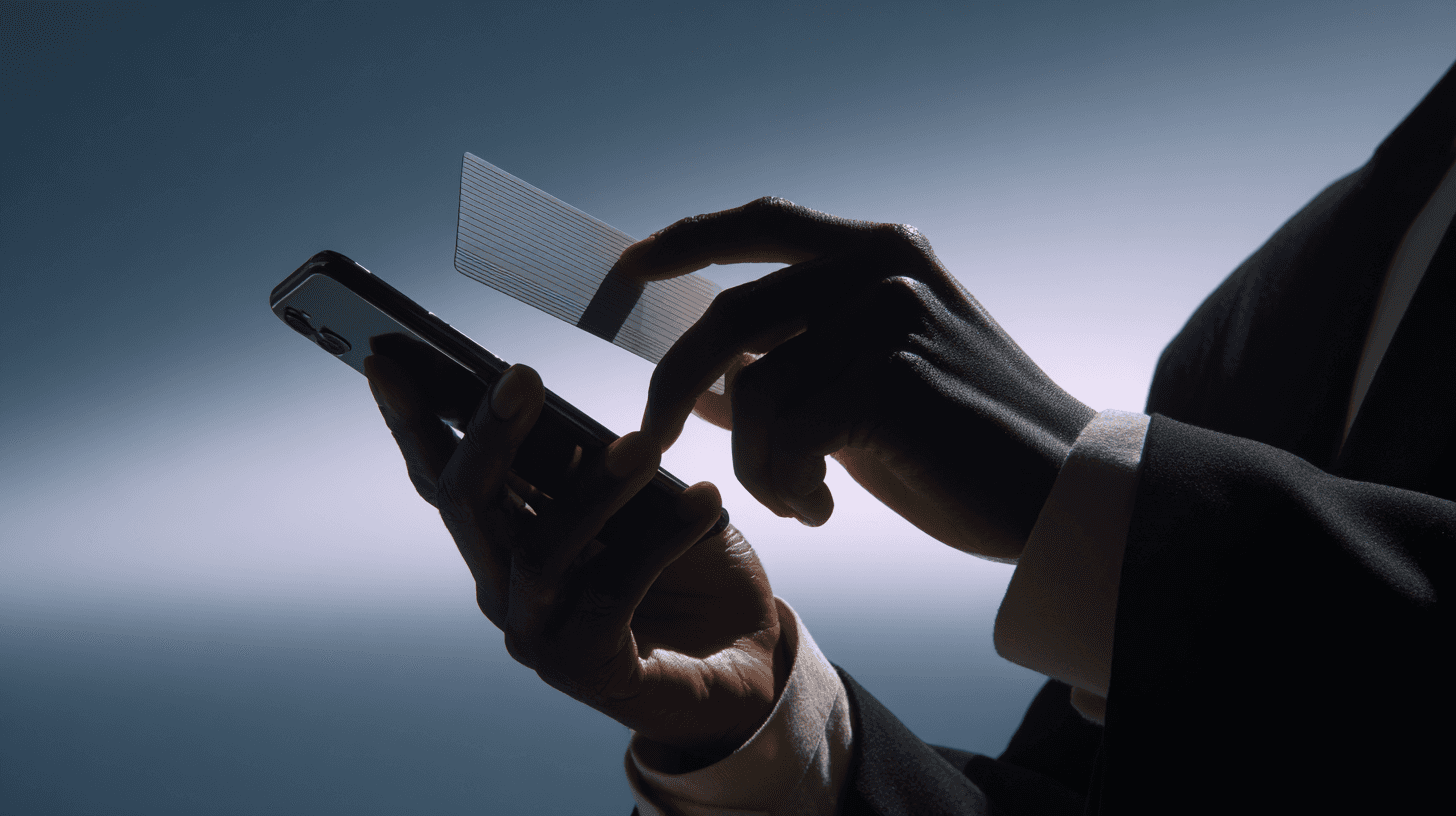 Phone and card in hands