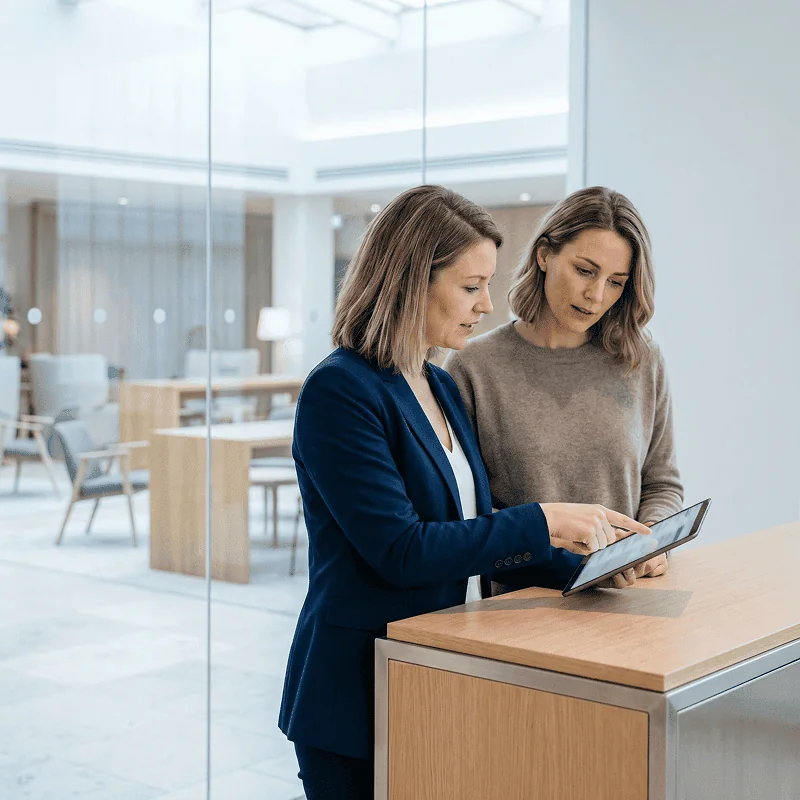 Person drawing a graph on a glass board