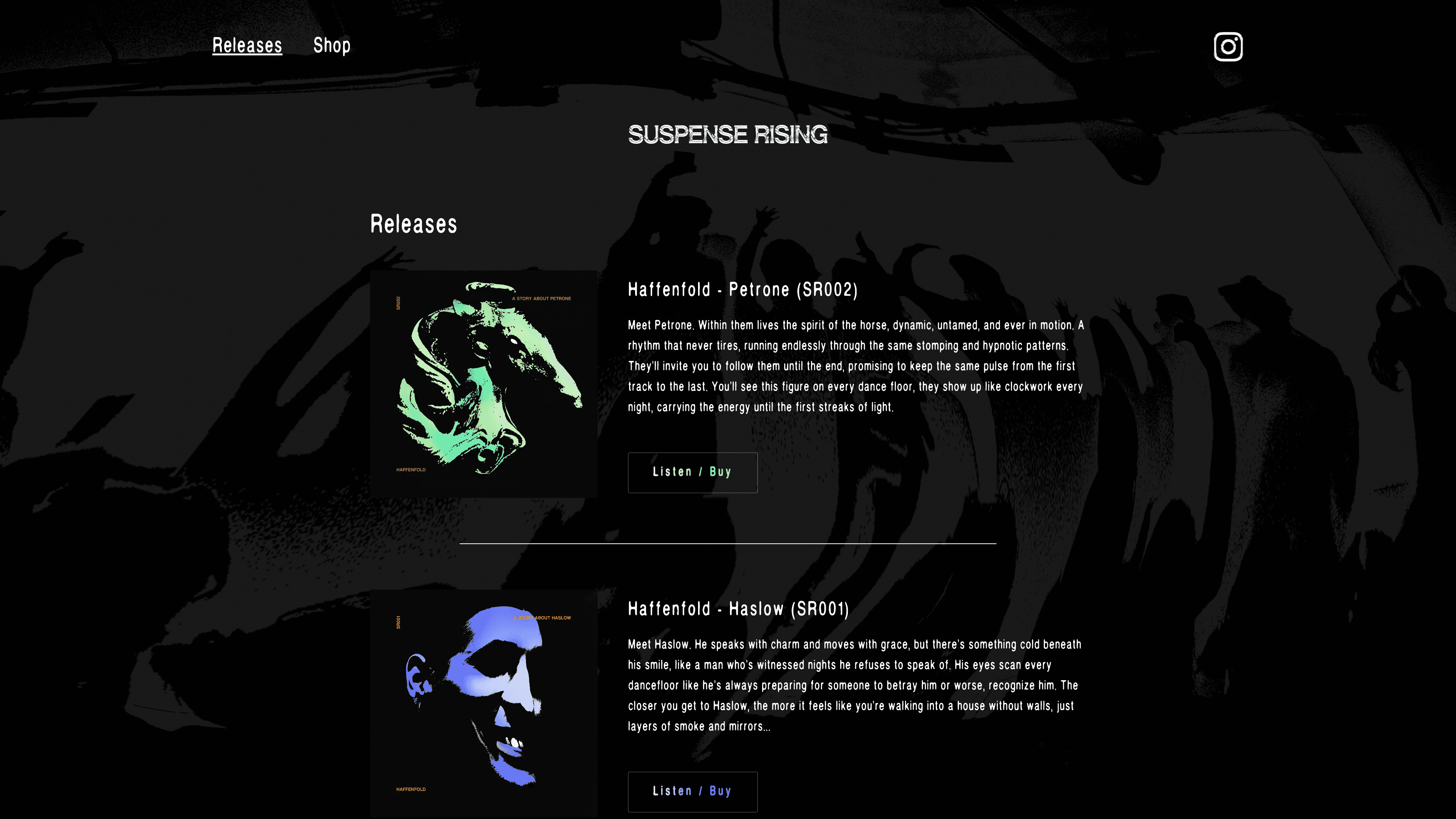Music releases cover art, story and buy links.