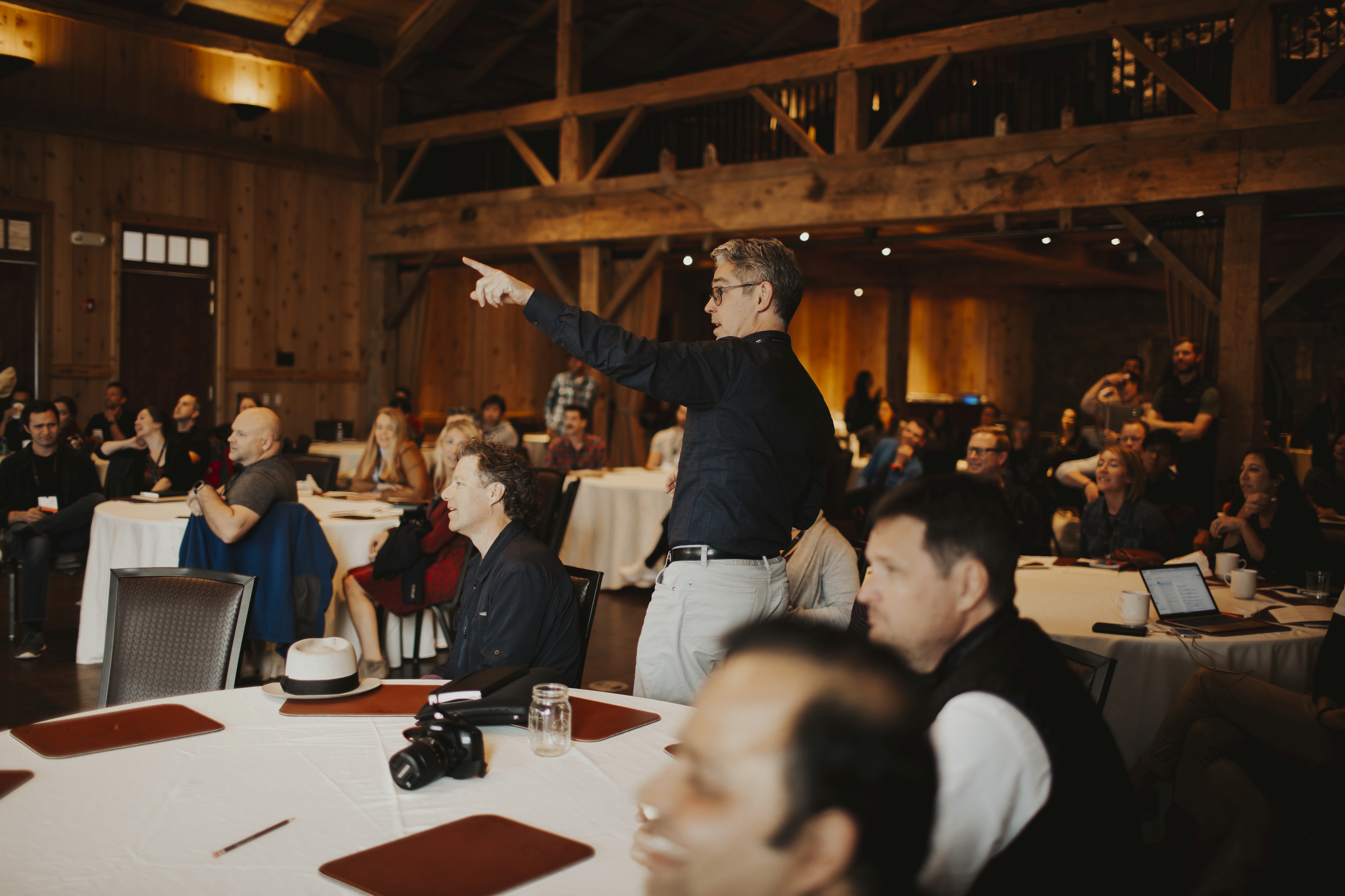 Two women laughing at work