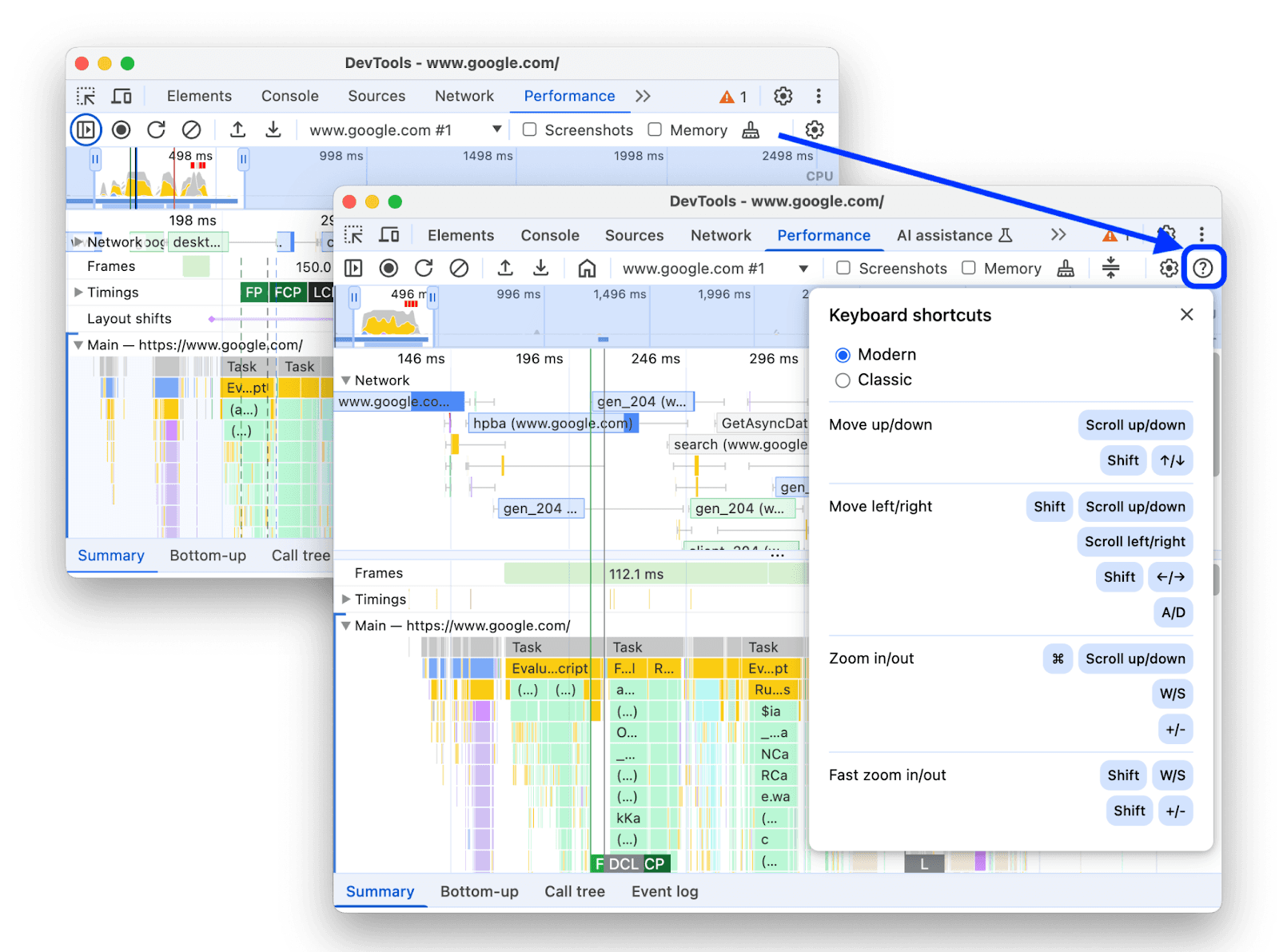 New keyboard shortcuts