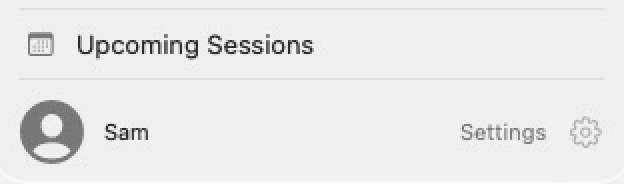 The Sam profile button at the bottom of the AirNote sidebar, used to open Settings.