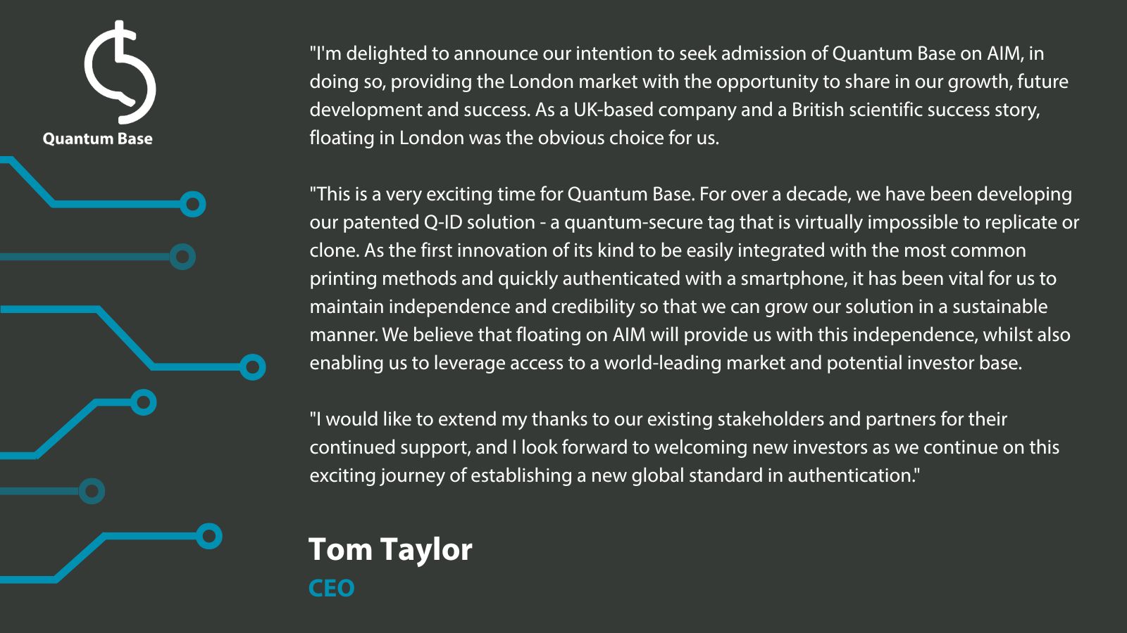 Intention To Float On The AIM Market