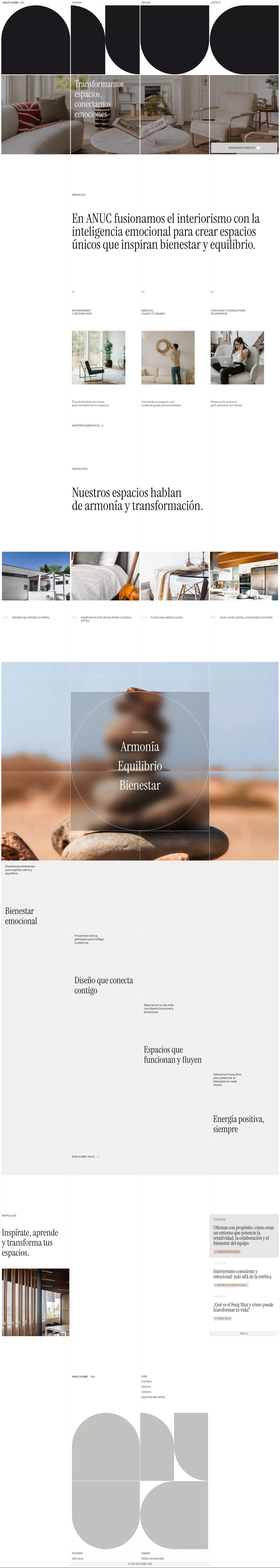 Anuc Home portfolio page screenshot showcasing Design and Furniture & Interiors design