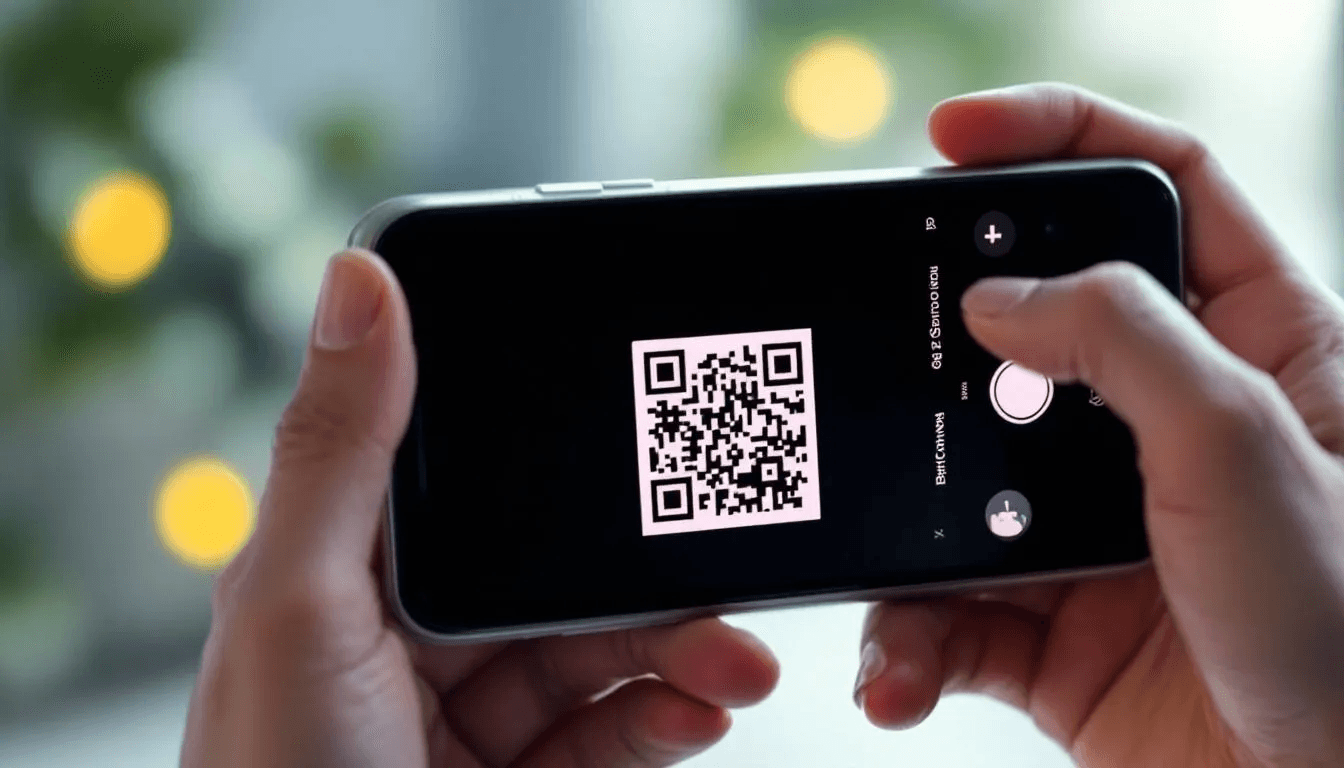 A smartphone camera is scanning a QR code that represents a recipient's bitcoin address for a bitcoin transaction. This straightforward process allows users to send and receive bitcoin payments securely through their crypto wallets.