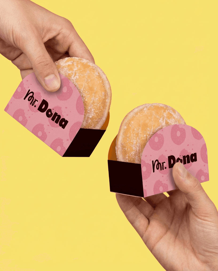 Pastel ice cream packaging design with retro typography on pink background