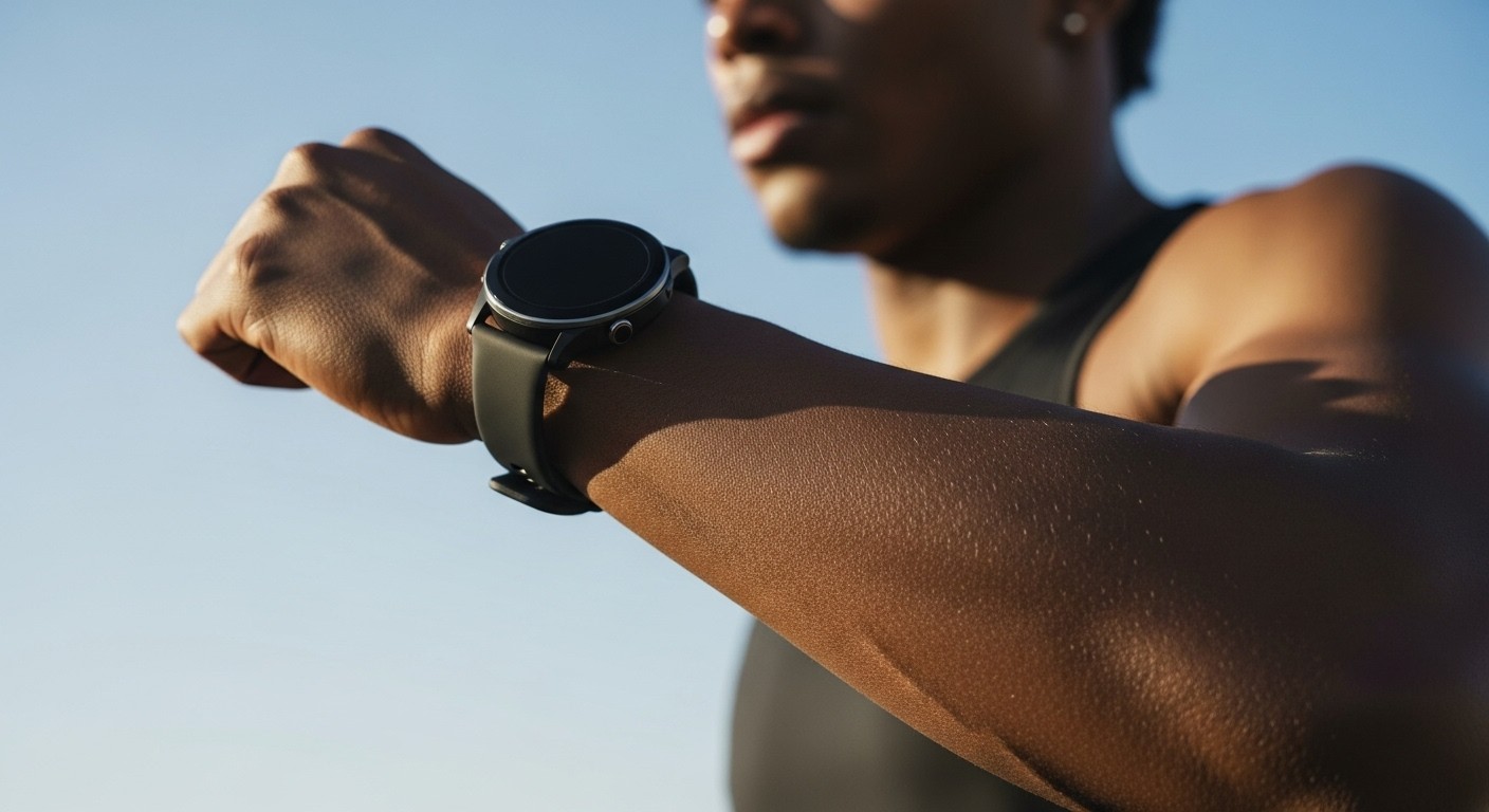 Athlethe handing showing a smatrwatch on wrist