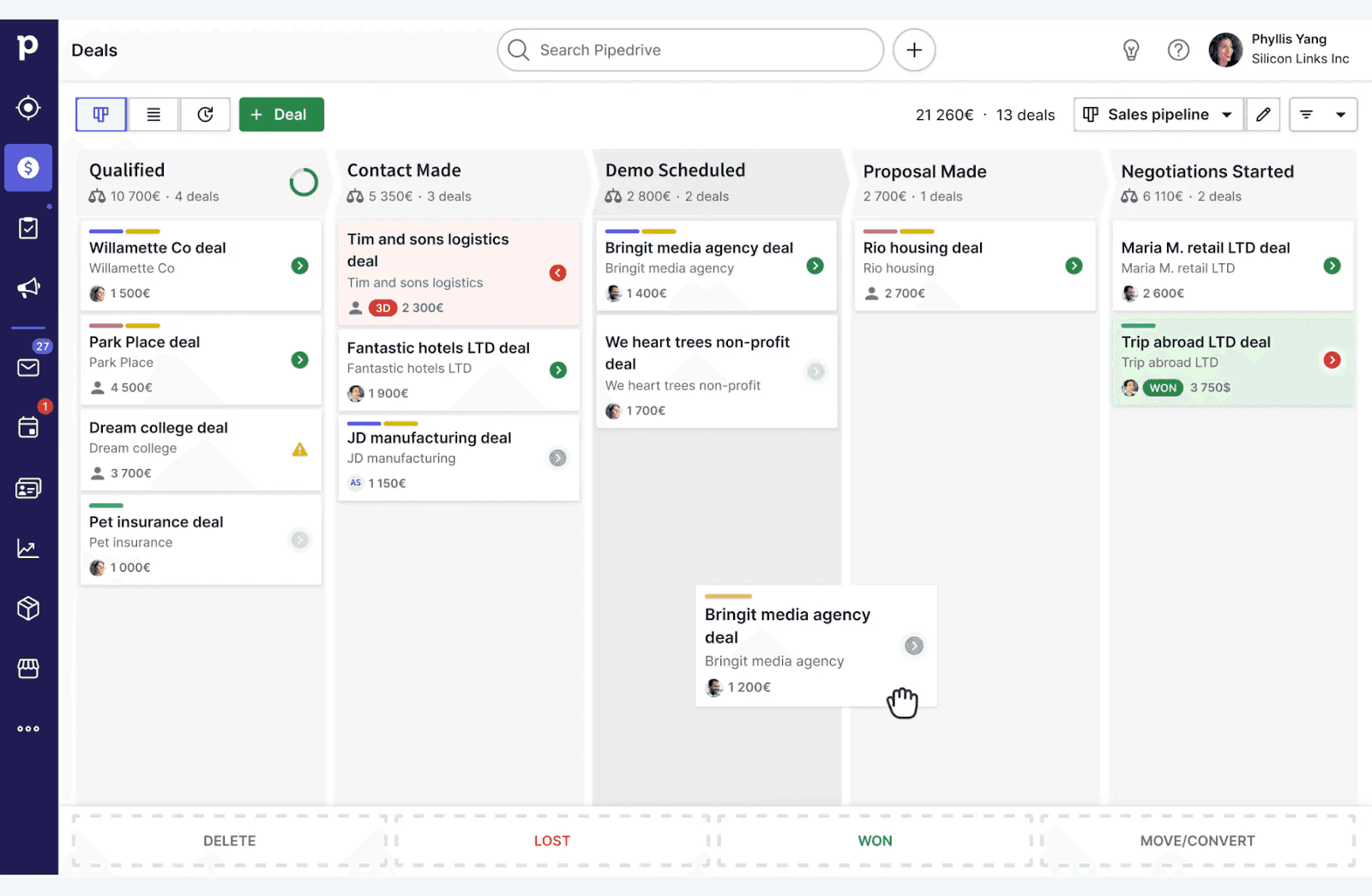 Pipedrive CRM interface
