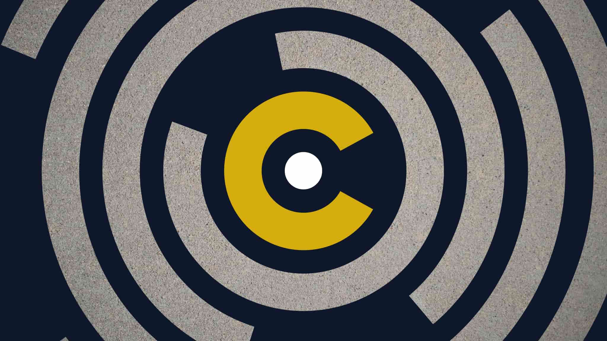 A Central Beton embléma alkalmazása nyers beton felületen, kiemelve az ipari jelleget.