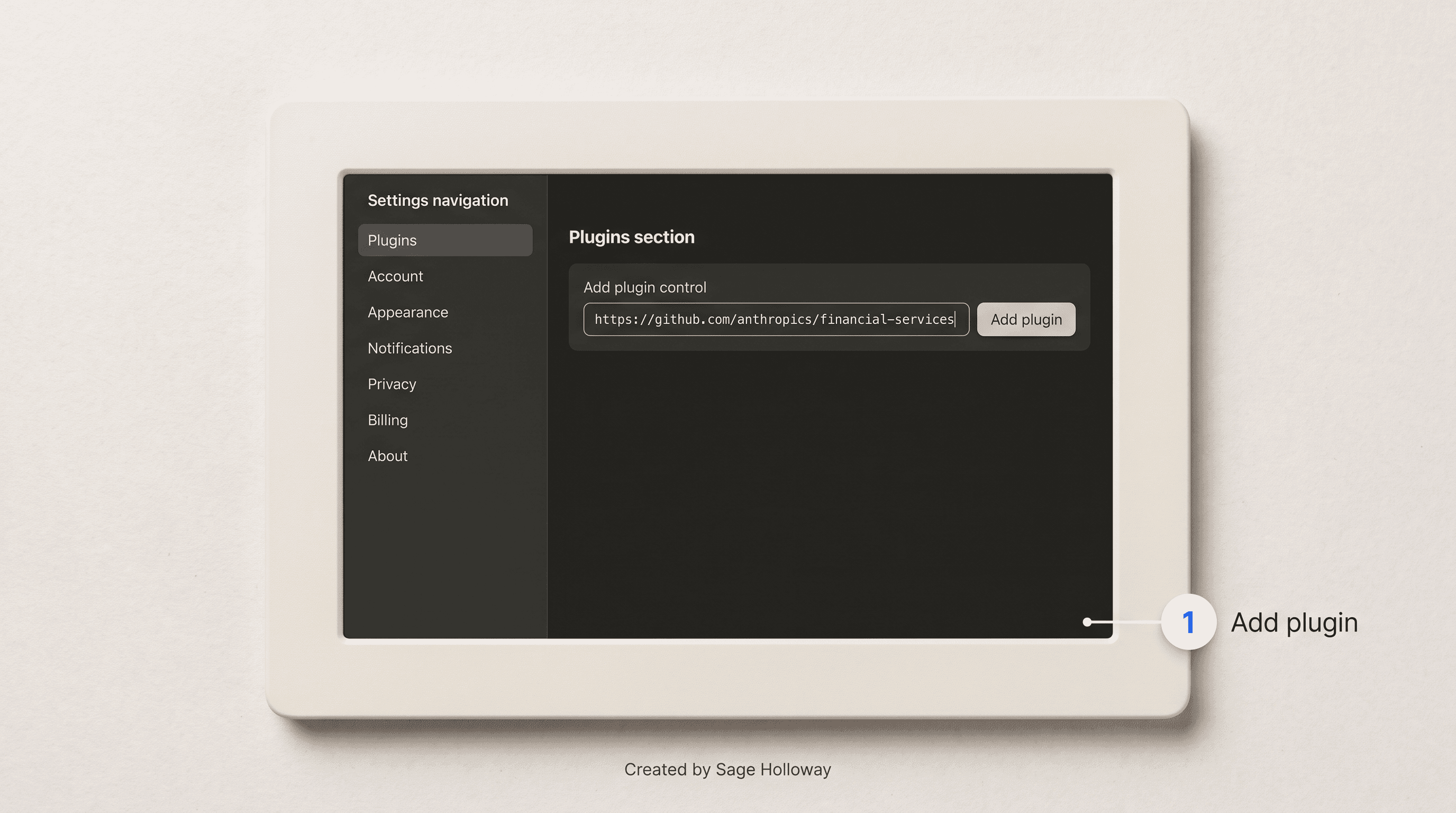Teaching reconstruction of Claude Cowork Settings Plugins Add plugin with the financial-services GitHub URL