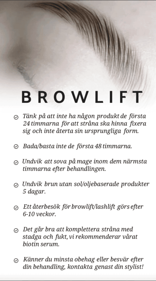 Fransförlägning, lashlift, brownlift