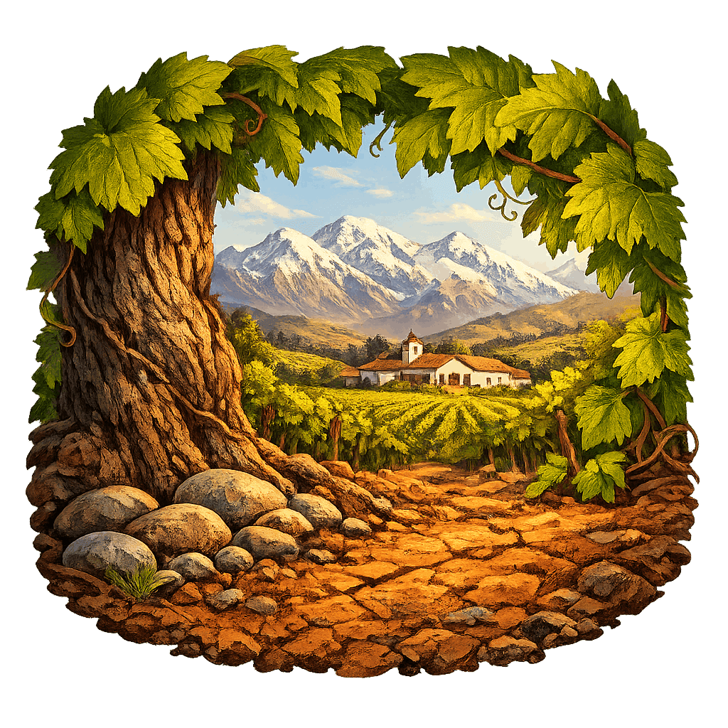 Detailed graphic of the Peumo wine region.