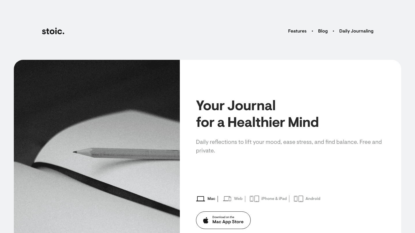 Stoic journal app for mental health