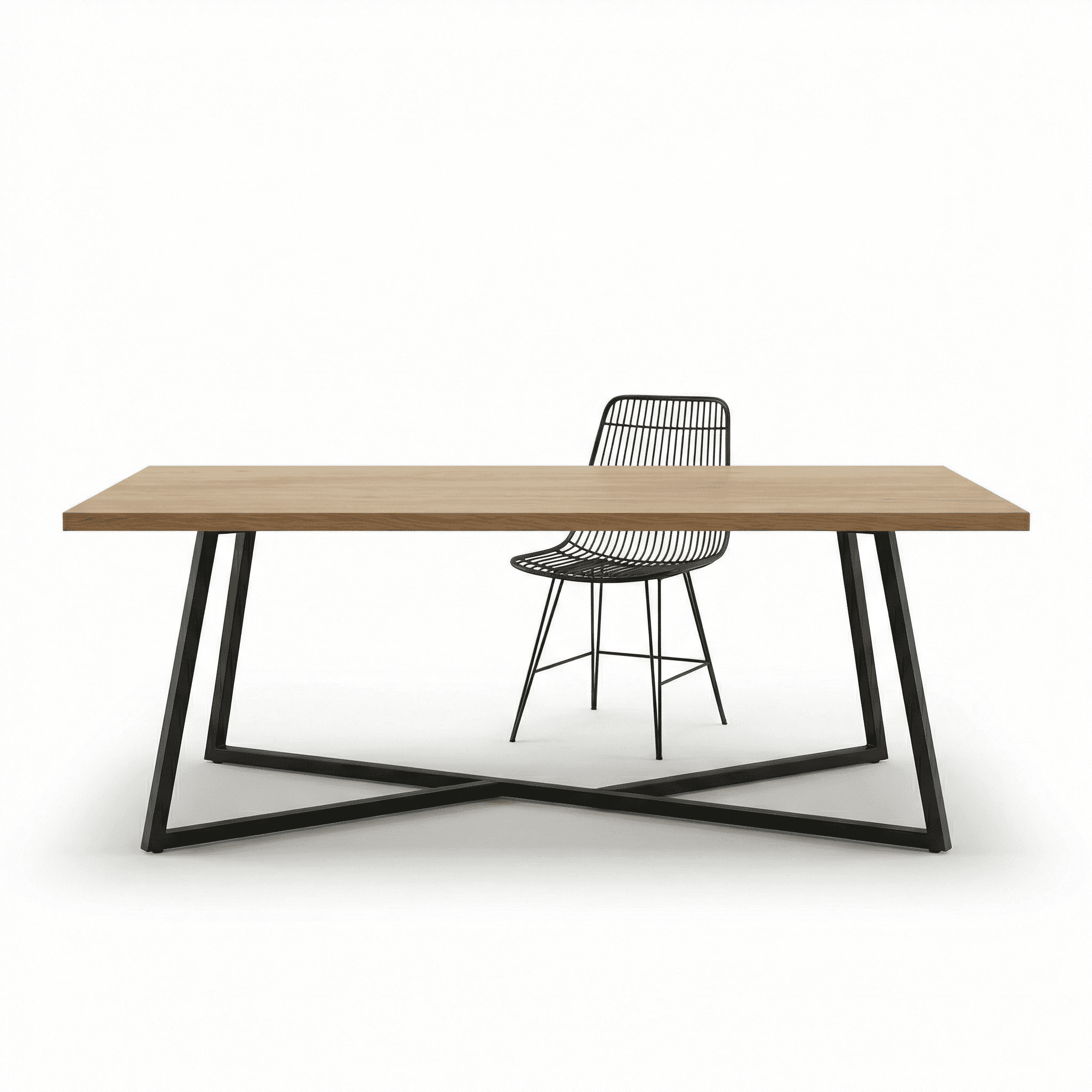 Wooden dining table with angled legs, designed for casual everyday dining