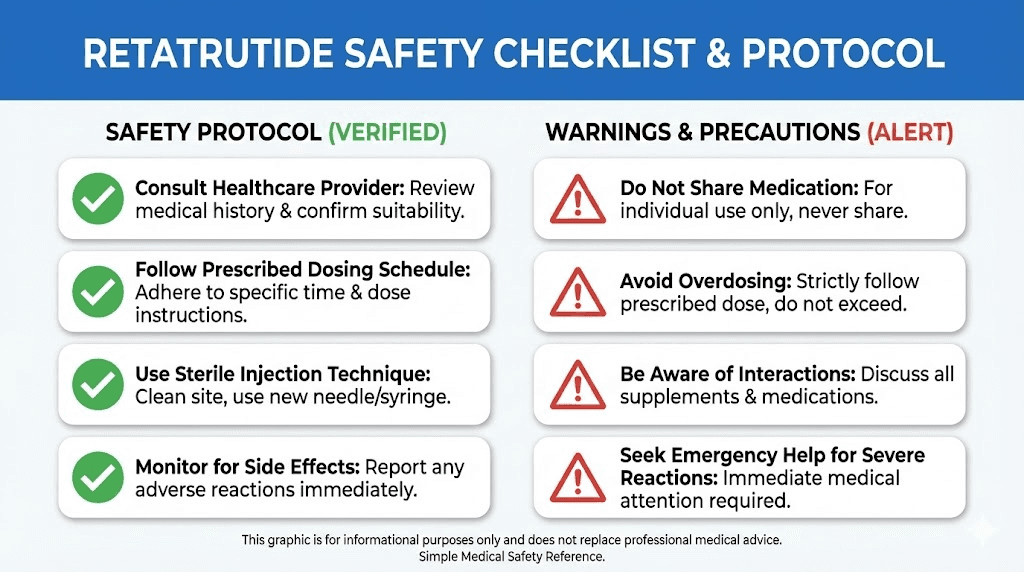Retatrutide dosage safety checklist and warning signs