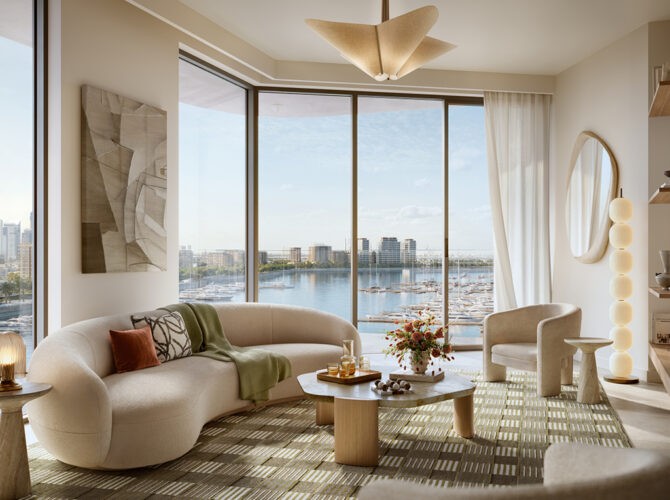 Spacious, modern living room at Fior by Emaar. Contact us for the latest availability and floor plans.
