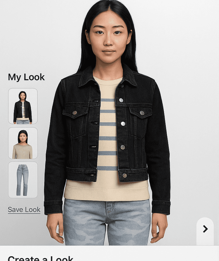 Virtual try-on feature in BRB app showing how clothes look before delivery