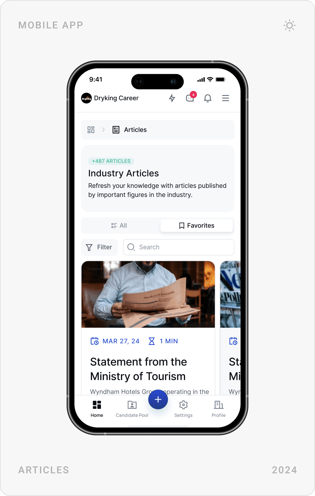 Clean Industry Articles Feed Mobile Design