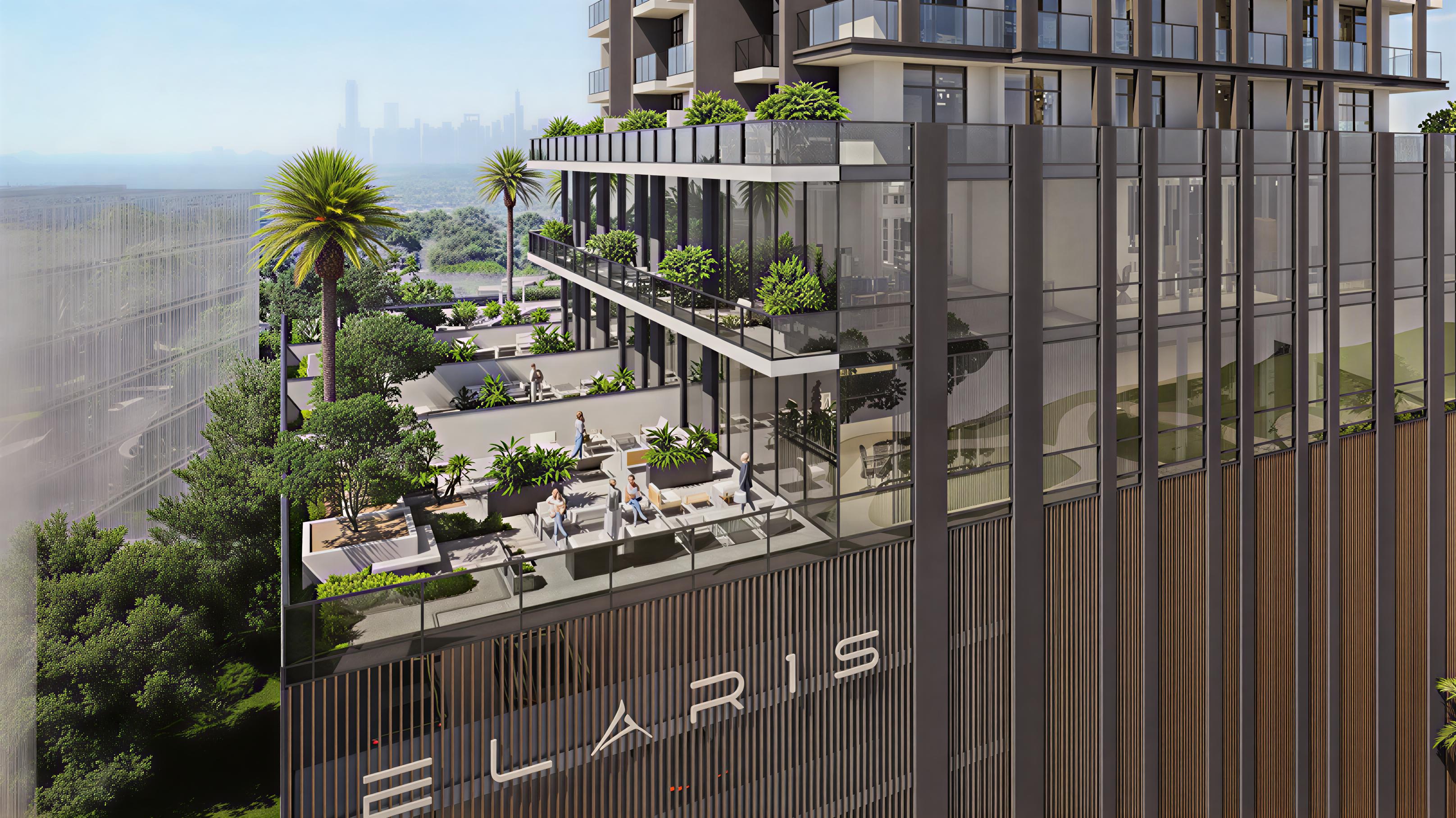 Elaris Rise tower under construction amidst a vibrant cityscape, highlighting urban growth and development.