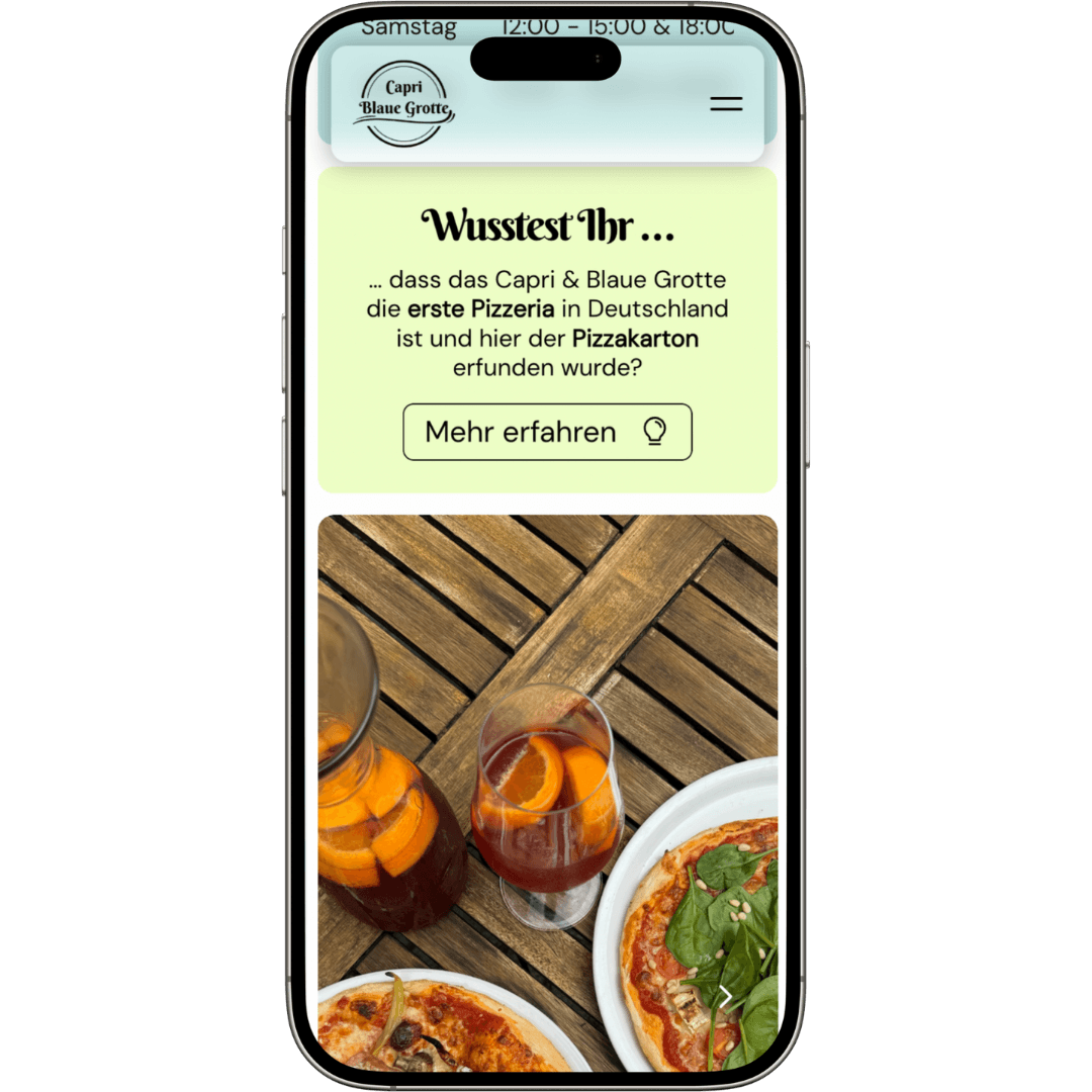 iPhone Mockup der Website Capri & Blaue Grotte