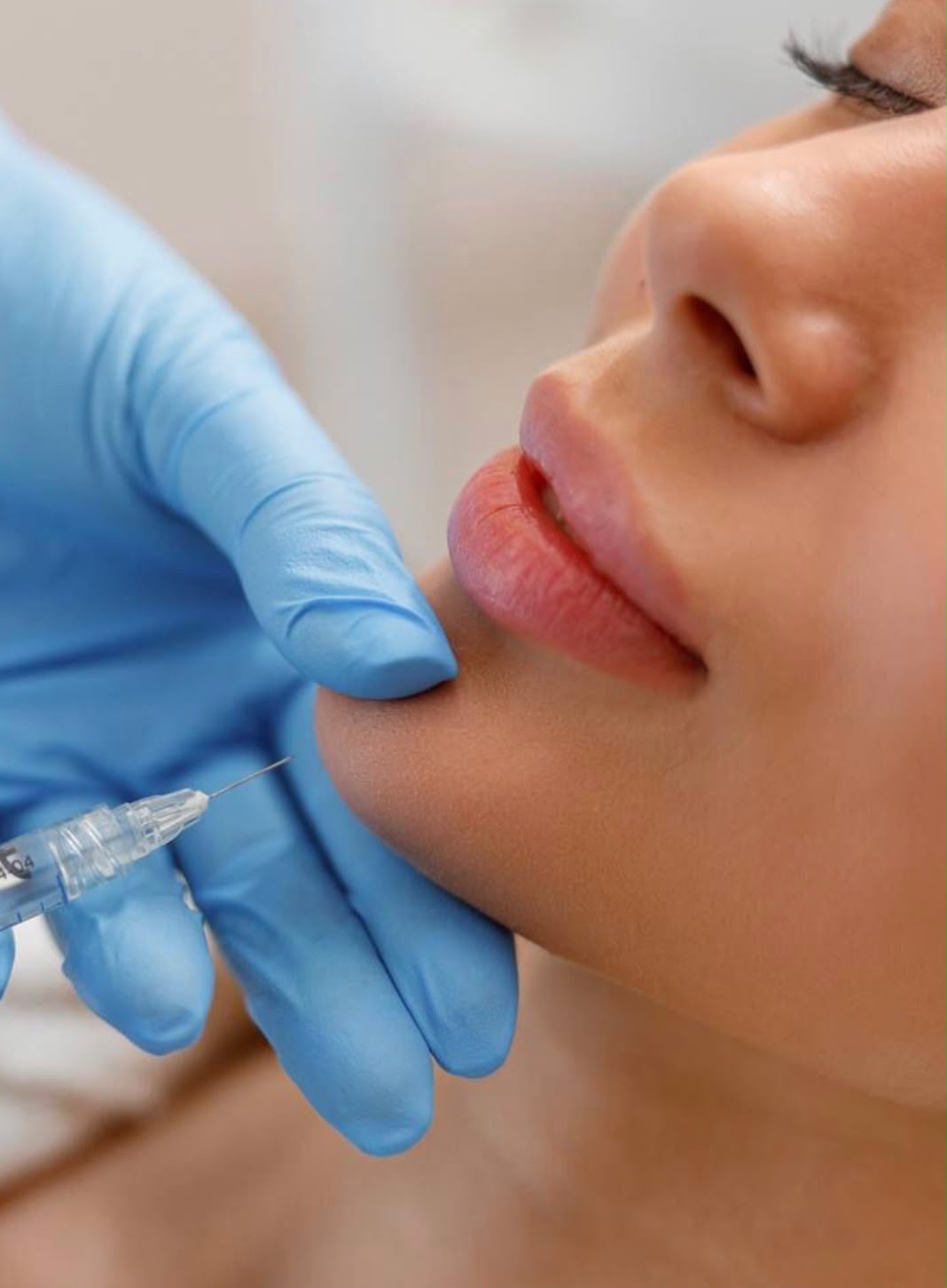 client in aesthetic clinic looking at results