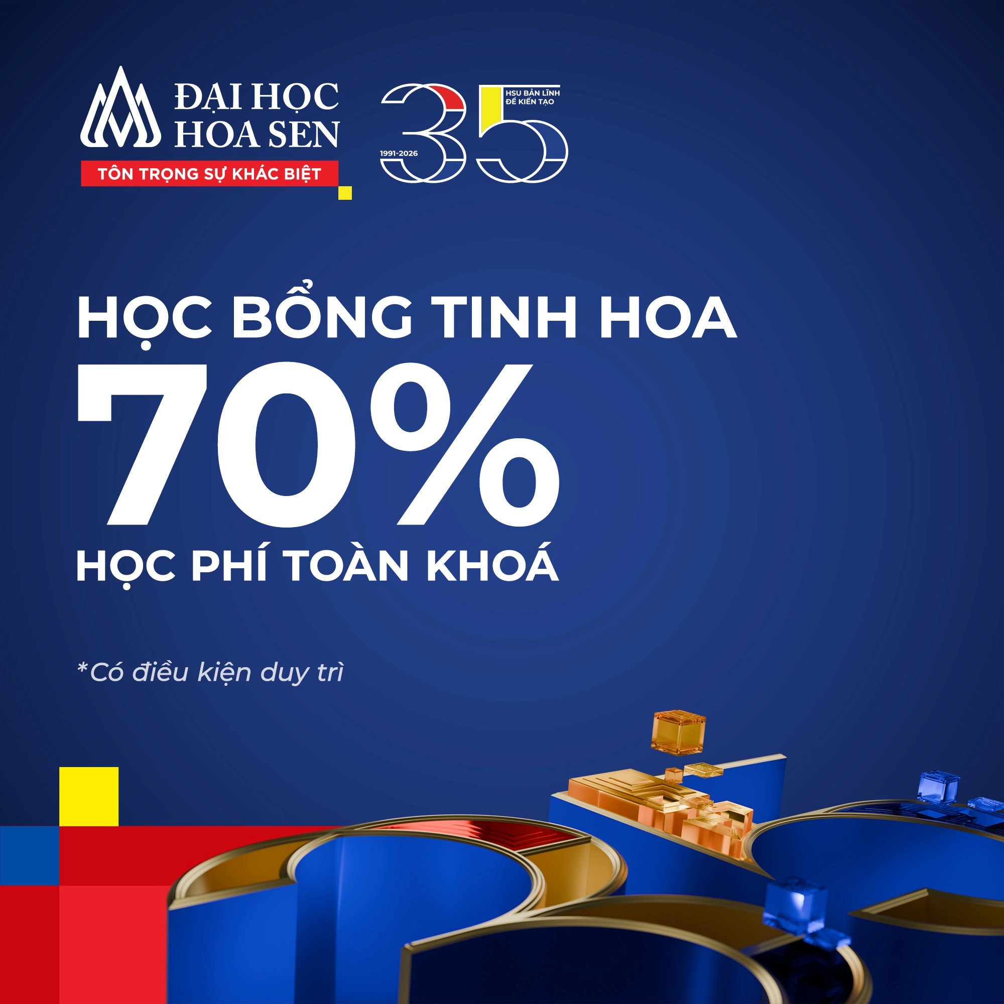 NEW YEAR – NEW ME: Học bổng Đại học Hoa Sen 2026 lên đến 70% học phí toàn khóa – Đăng ký sớm nhận lộc đầu năm!