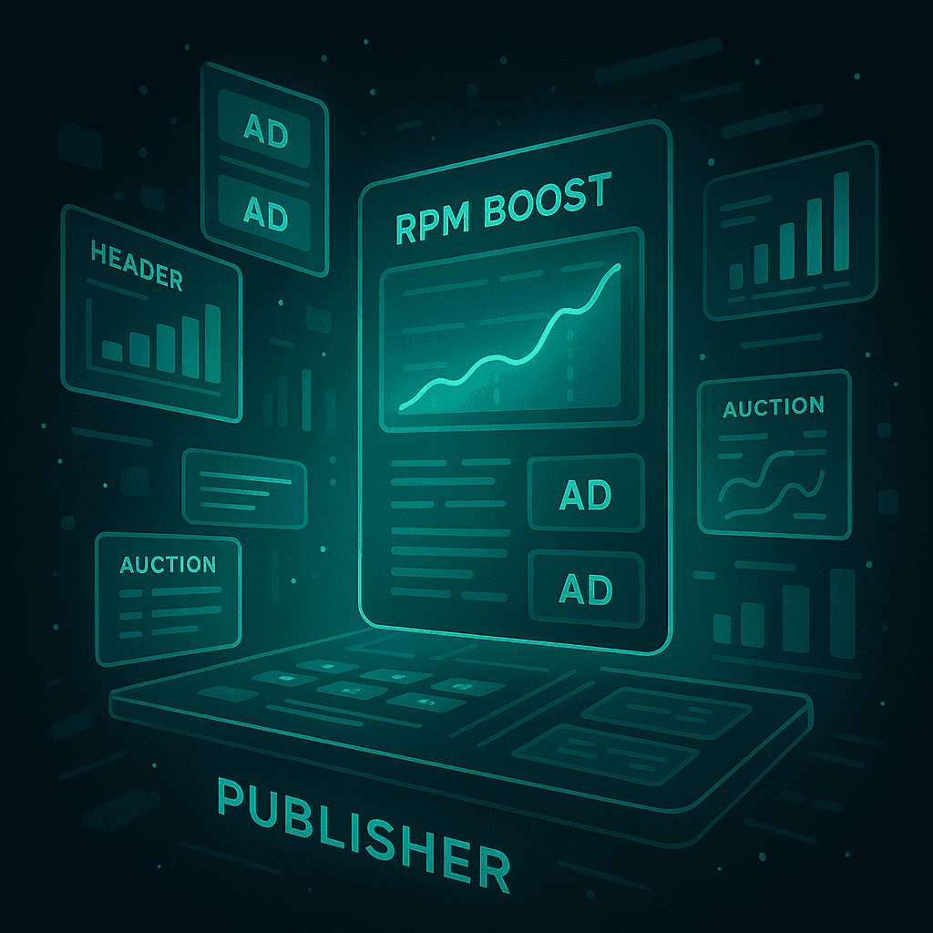 Digital network with interconnected devices, including smartphone, tablet, laptop, and monitor, showcasing website interfaces.