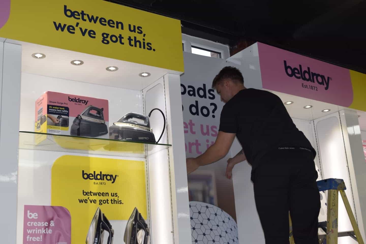 Person putting a sign